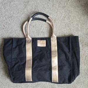 Victorias Secret Black and Gold Canvas Tote